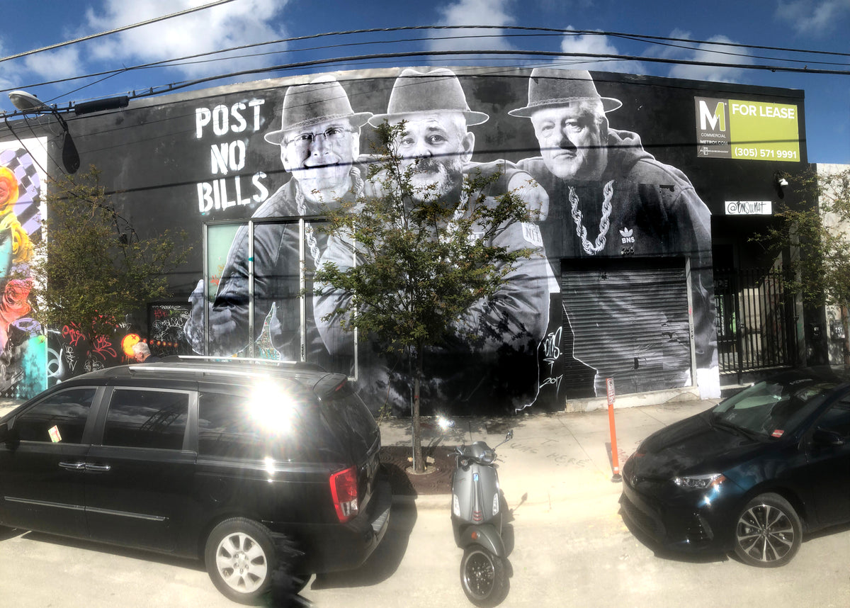 Post No Bills mural by BNS on a Miami building
